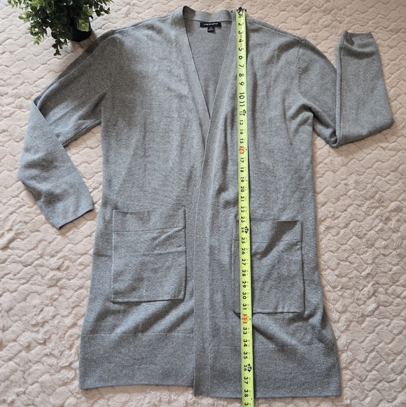 Mercer + Mettle Gray Refined Knit Open-Front Long Cardigan Sweater, Size XL - Picture 3 of 7